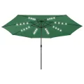 Parasol de jardin avec lumières LED et mât en métal 400 cm vert