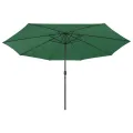 Parasol de jardin avec lumières LED et mât en métal 400 cm vert