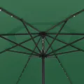 Parasol de jardin avec lumières LED et mât en métal 400 cm vert