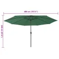 Parasol de jardin avec lumières LED et mât en métal 400 cm vert
