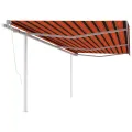 Auvent automatique rétractable et poteaux 6x3,5 m Orange marron