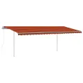 Auvent automatique rétractable et poteaux 6x3,5 m Orange marron