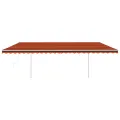 Auvent automatique rétractable et poteaux 6x3,5 m Orange marron