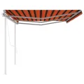 Auvent automatique rétractable et poteaux 6x3,5 m Orange marron