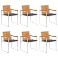 Chaises de jardin lot de 6 avec coussins Bois d'acacia solide