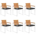 Chaises de jardin lot de 6 avec coussins Bois d'acacia solide