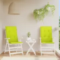 Coussins de chaise de jardin à dossier haut lot de 2 vert vif