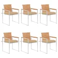 Chaises de jardin lot de 6 avec coussins Bois de teck massif