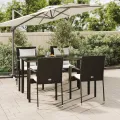 Ensemble à manger de jardin coussins 5pcs Noir Résine tressée