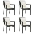 Ensemble à manger de jardin coussins 5pcs Noir Résine tressée