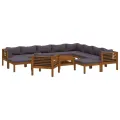 Salon de jardin 12 pcs avec coussin Bois d'acacia solide