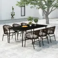Ensemble à manger de jardin 7 pcs Marron