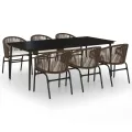 Ensemble à manger de jardin 7 pcs Marron