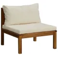 Salon de jardin 3 pcs avec coussin crème Bois d'acacia solide
