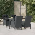 Ensemble à manger de jardin 5 pcs Gris foncé Résine tressée