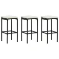 Ensemble de bar de jardin avec coussins 4 pcs Noir