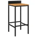 Ensemble de bar jardin 5 pcs noir poly rotin/bois massif acacia
