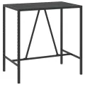Ensemble de bar jardin 5 pcs noir poly rotin/bois massif acacia