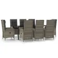 Ensemble à manger de jardin 9pcs et coussins noir et gris