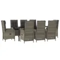 Ensemble à manger de jardin 9pcs et coussins noir et gris
