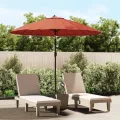 Parasol d'extérieur et mât avec aluminium 270 cm terre cuite