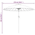 Parasol d'extérieur et mât avec aluminium 270 cm terre cuite