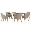 Ensemble à manger de jardin et coussins 7 pcs Marron