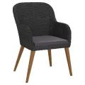 Ensemble à manger de jardin avec coussins 7 pcs Noir
