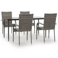 Ensemble à manger de jardin 5 pcs Gris Résine tressée