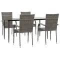 Ensemble à manger de jardin 5 pcs Gris Résine tressée