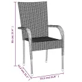 Ensemble à manger de jardin 5 pcs Gris Résine tressée