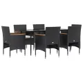 Ensemble à manger de jardin avec coussins 7 pcs Noir
