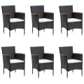 Ensemble à manger de jardin avec coussins 7 pcs Noir
