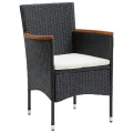 Ensemble à manger de jardin avec coussins 7 pcs Noir