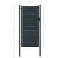 Portail de clôture PVC et acier 100x124 cm Anthracite