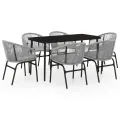 Ensemble à manger de jardin 7 pcs Gris