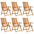 Chaises de jardin inclinables 6 pcs en bois acacia massif