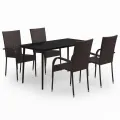 Ensemble à manger de jardin 5 pcs Marron et noir