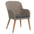 Ensemble à manger de jardin et coussins 5 pcs Marron