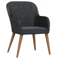 Ensemble à manger de jardin avec coussins 5 pcs Noir