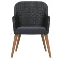Ensemble à manger de jardin avec coussins 5 pcs Noir