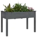Jardinière avec doublure gris 118x59x76 cm bois massif de sapin