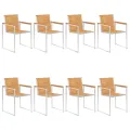 Chaises de jardin lot de 8 avec coussins Bois de teck massif