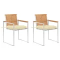 Chaises de jardin avec coussins lot de 2 Teck solide et acier