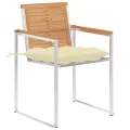Chaises de jardin avec coussins lot de 2 Teck solide et acier