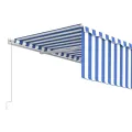 Auvent rétractable manuel avec store 5x3 m Bleu et blanc