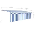 Auvent rétractable manuel avec store 5x3 m Bleu et blanc