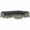 Salon de jardin 8 pcs avec coussins Gris Résine tressée