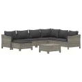 Salon de jardin 8 pcs avec coussins Gris Résine tressée