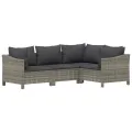 Salon de jardin 8 pcs avec coussins Gris Résine tressée